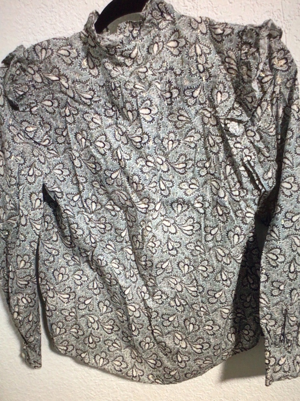 La Vie Rebecca Taylor Paisley Ruffle-Trim Button Front Blouse - Picture 2 of 6
